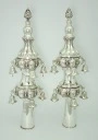 Ashkenazi Sefer Torah Finials - Rimonim  Geometric Design