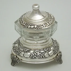 Sterling Silver Honey Dish with Glass Bowl