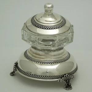 Sterling Silver Honey Dish with Glass Bowl