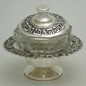 Sterling Silver Honey Dish with Glass Bowl